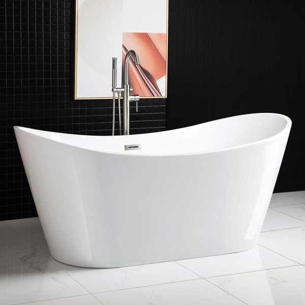 WoodBridge 67" x 32" Freestanding Soaking Acrylic Bathtub & Reviews